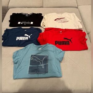 Puma Graphic T-Shirt Set - Black, Cream, Dark Blue, Red w/ FREE light blue